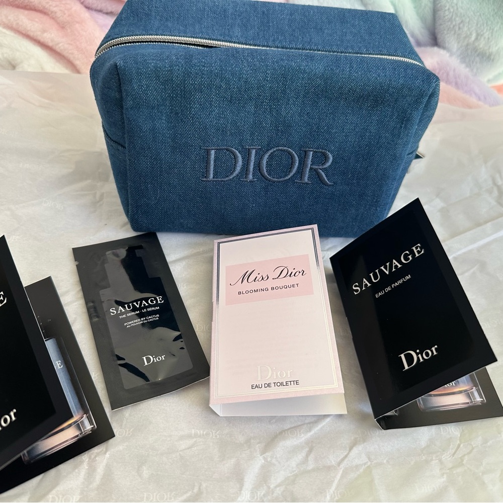 Dior Beauty Denim Cosmetic Bag with samples